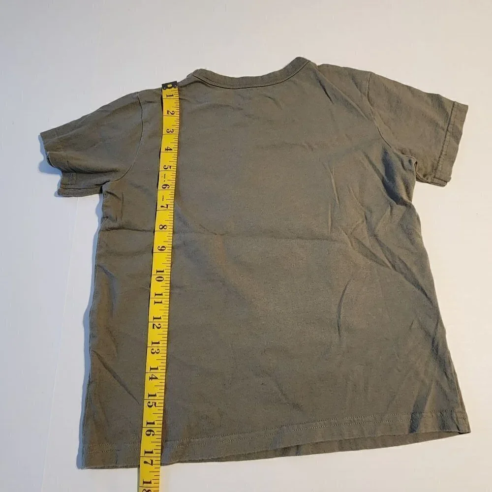 Mini Boden size 4 - 5 boy  Bike applique t shirt  short sleeve army green